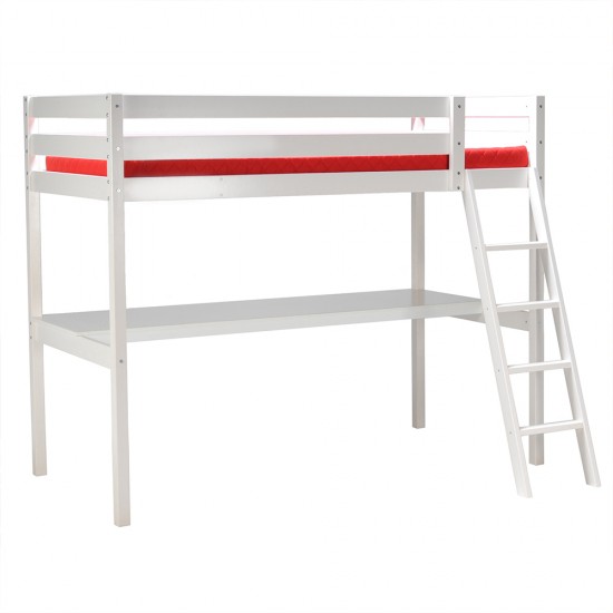 Weber Industries Lit Mezzanine ASPEN 90x190 + 1 Sommier + Bureau / Blanc