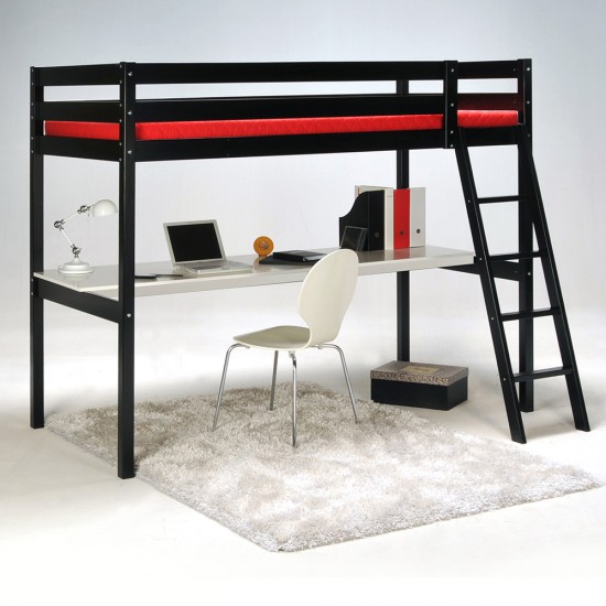 Weber Industries Lit Mezzanine ASPEN 90x190+ 1 Sommier + Bureau / Noir