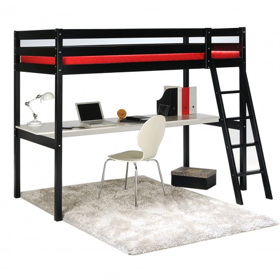 Weber Industries Lit Mezzanine ASPEN 90x190+ 1 Sommier + Bureau / Noir