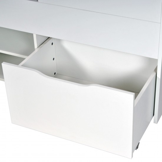 Weber Industries Lit Mi-hauteur 90x190 Cm ELIO Avec Sommier Et Rangements / Blanc
