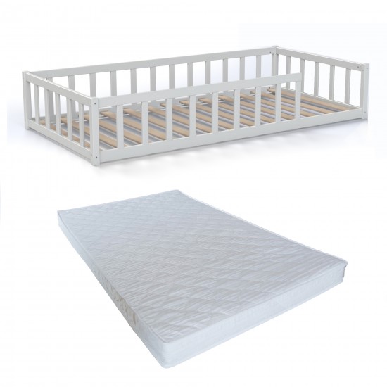 Weber Industries Lit NINO 90x190 Avec Sommier Et Matelas / Blanc