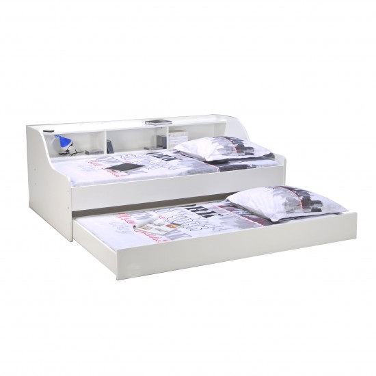 Weber Industries Lit PALMA 90x190 + étagère + 1 Tiroir-lit / Blanc