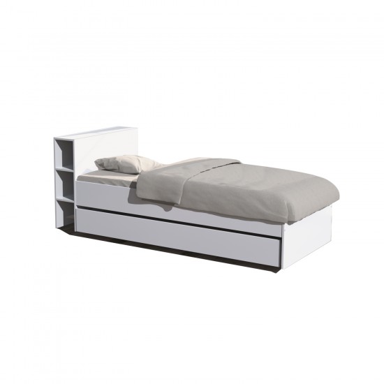 Weber Industries Lit RIGA 90x190 + Tête De Lit + 1 Tiroir / Blanc
