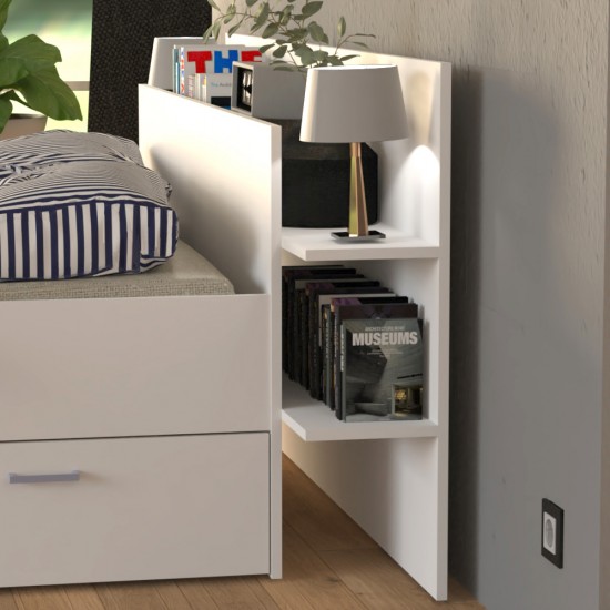 Weber Industries Lit SAMBA 140x190cm + Tête De Lit + 2 Tiroirs / Blanc