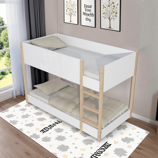 weber industries LIT SUPERPOSE 90x190 BOB + 2 SOMMIERS / Blanc et Bois clair