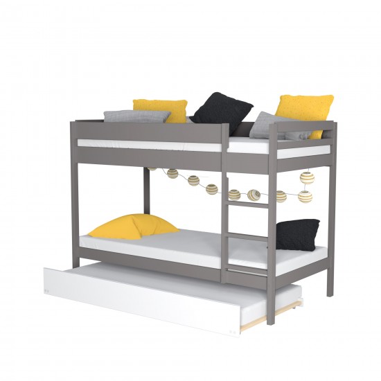Weber Industries LIT SUPERPOSE WALLY 90x190 + 2 SOMMIERS + 1 LIT TIROIR/ GRIS-BLANC