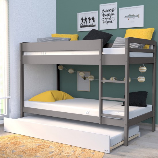 weber industries LIT SUPERPOSE WALLY 90x190 + 2 SOMMIERS + 1 LIT TIROIR/ GRIS-BLANC