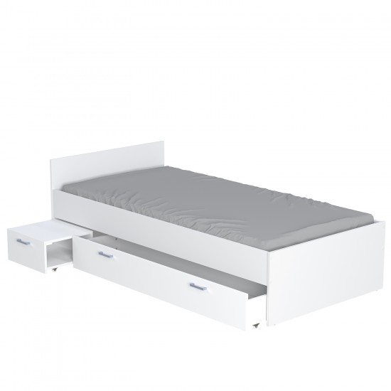 Weber Industries Lit TWIST 90x190 + Chevet + Tiroir / Blanc
