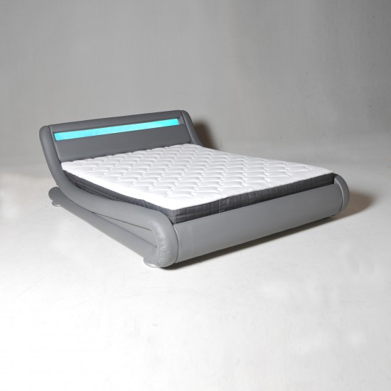 Weber Industries Lit WAVE 160x200 LEDS Intégrées + 1 Sommier / Gris