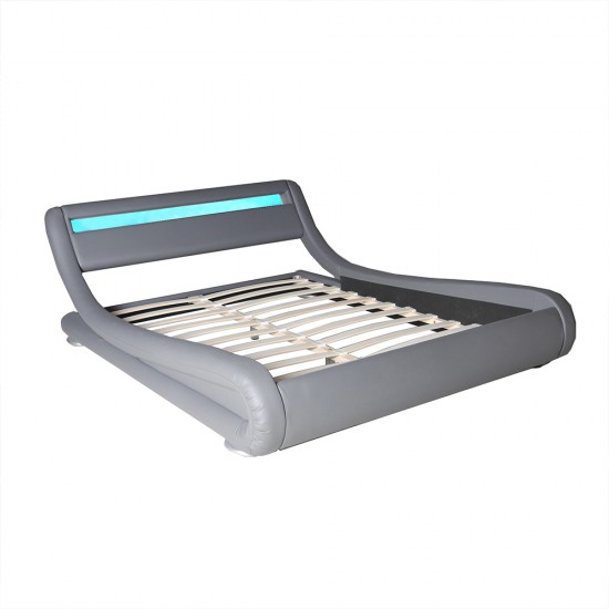 Weber Industries Lit WAVE 160x200 LEDS Intégrées + 1 Sommier / Gris