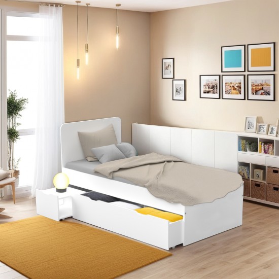 weber industries Lit ZENIA 90x190 + 1 chevet + 1 tiroir / Blanc