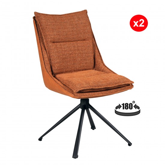 Weber Industries Lot De 2 Chaises Pivotantes De Salle à Manger JAVA / Brun Brique