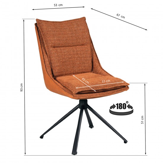 Weber Industries Lot De 2 Chaises Pivotantes De Salle à Manger JAVA / Brun Brique