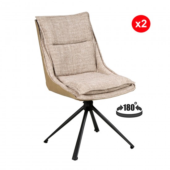 Weber Industries Lot De 2 Chaises Pivotantes De Salle à Manger JAVA / Beige