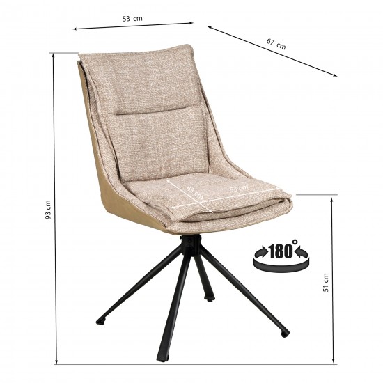 Weber Industries Lot De 2 Chaises Pivotantes De Salle à Manger JAVA / Beige