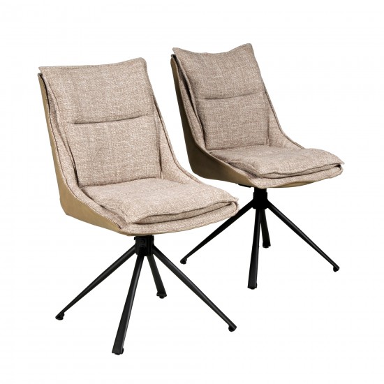 weber industries Lot de 2 chaises pivotantes de salle à manger JAVA / Beige
