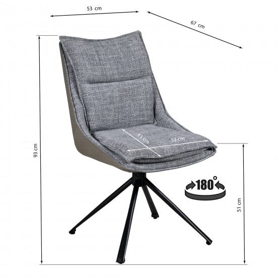 Weber Industries Lot De 2 Chaises Pivotantes De Salle à Manger JAVA / Gris Foncé