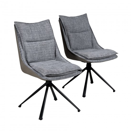 weber industries Lot de 2 chaises pivotantes de salle à manger JAVA / Gris foncé
