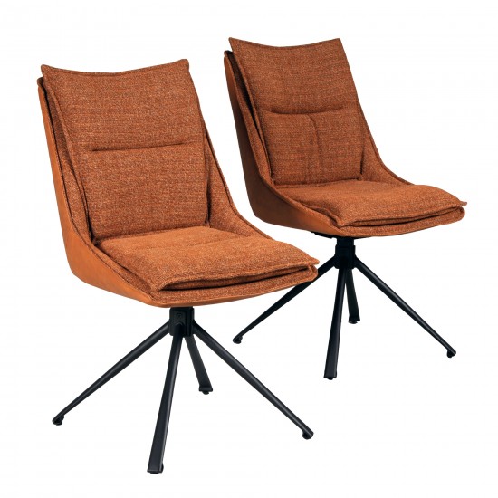 weber industries Lot de 2 chaises pivotantes de salle à manger JAVA / Brun brique