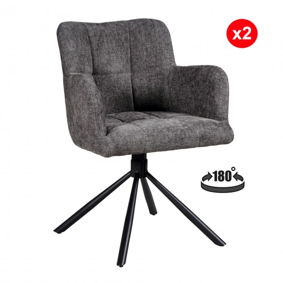 Weber Industries Lot De 2 Chaises Pivotantes De Salle à Manger MILA/ Gris Foncé