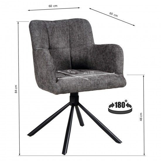 Weber Industries Lot De 2 Chaises Pivotantes De Salle à Manger MILA/ Gris Foncé