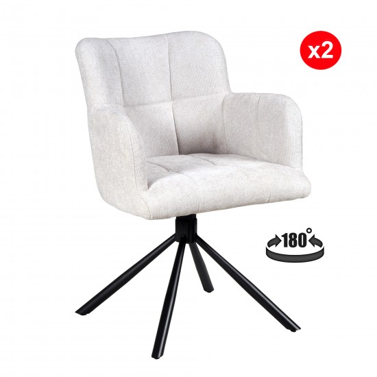 Weber Industries Lot De 2 Chaises Pivotantes De Salle à Manger MILA/ Gris Clair