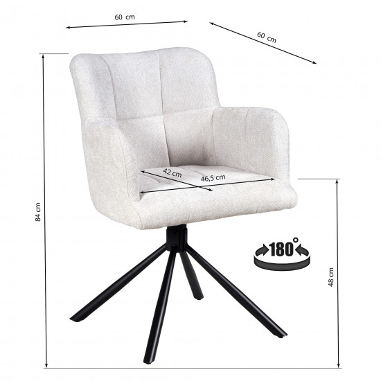 Weber Industries Lot De 2 Chaises Pivotantes De Salle à Manger MILA/ Gris Clair