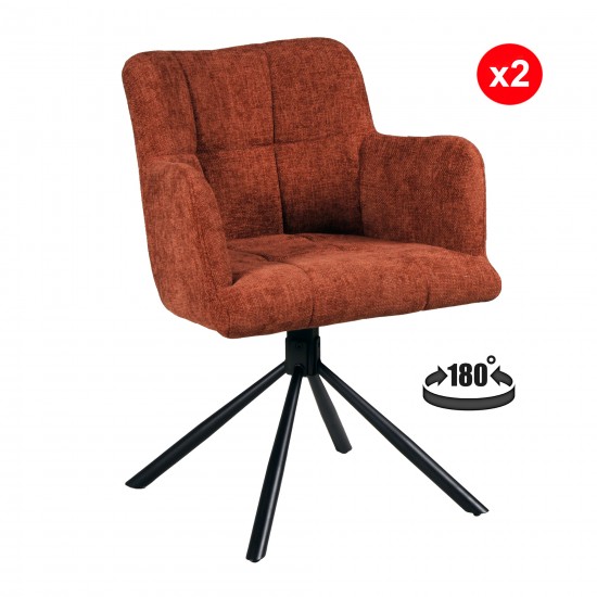 Weber Industries Lot De 2 Chaises Pivotantes De Salle à Manger MILA/ Brun Brique