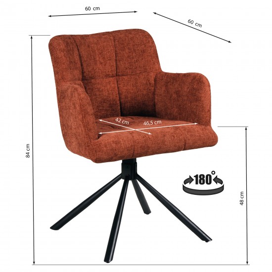 Weber Industries Lot De 2 Chaises Pivotantes De Salle à Manger MILA/ Brun Brique