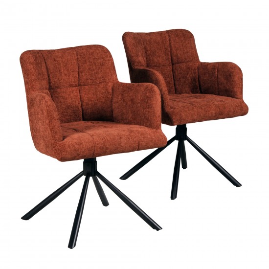 weber industries Lot de 2 chaises pivotantes de salle à manger MILA/ Brun brique