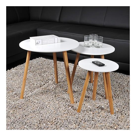 weber industries Lot de 3 tables basses gigognes VENUS / Blanc