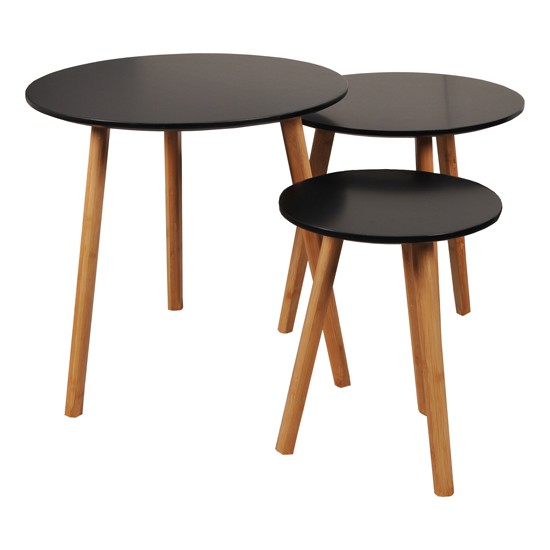 Weber Industries Lot De 3 Tables Basses Gigognes VENUS / Noir