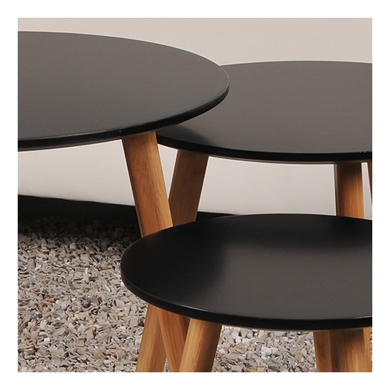 Weber Industries Lot De 3 Tables Basses Gigognes VENUS / Noir