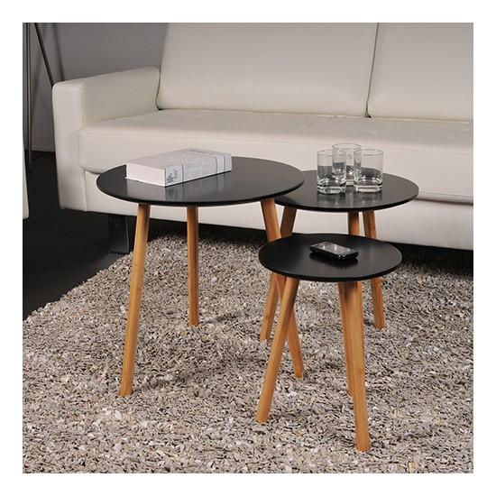 weber industries Lot de 3 tables basses gigognes VENUS / Noir