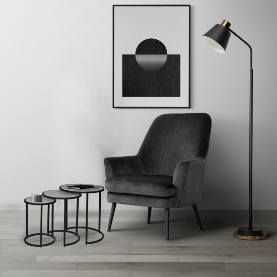 weber industries Lot de 3 tables basses Marbre PAROS / Piètement noir