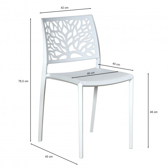 Weber Industries Lot De 4 Chaises Empilables CLARA Pour Intérieur Et Extérieur / Blanc