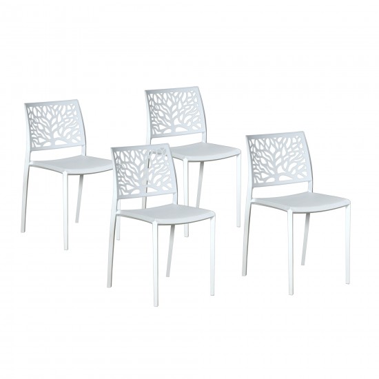 weber industries Lot de 4 chaises empilables CLARA pour intérieur et extérieur / Blanc