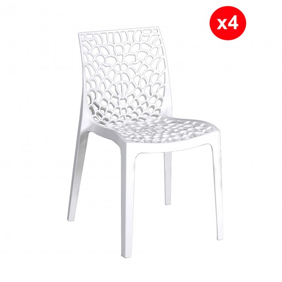 weber industries Lot de 4 chaises empilables TELA / Blanc