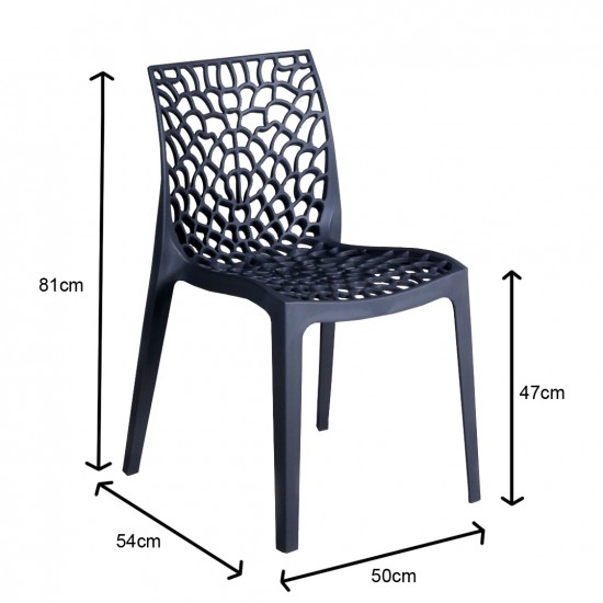 Weber Industries Lot De 4 Chaises Empilables TELA / Gris Foncé