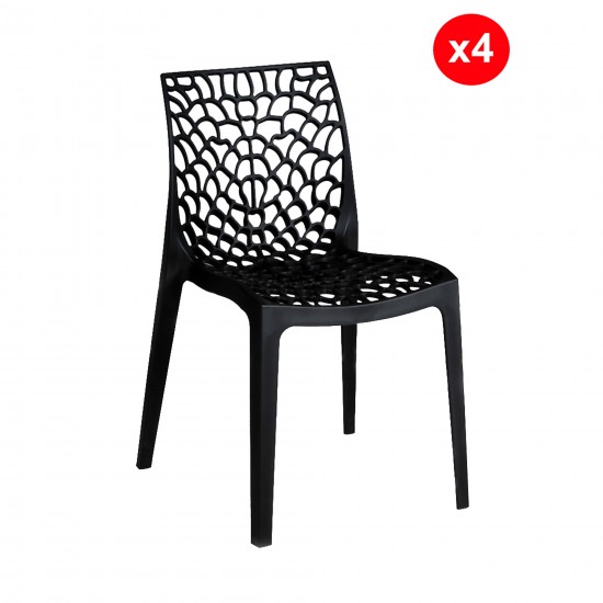 weber industries Lot de 4 chaises empilables TELA / Noir