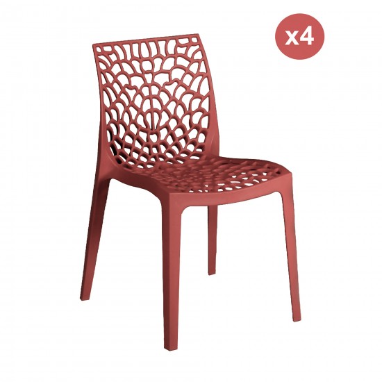 weber industries Lot de 4 chaises empilables TELA / Rouge