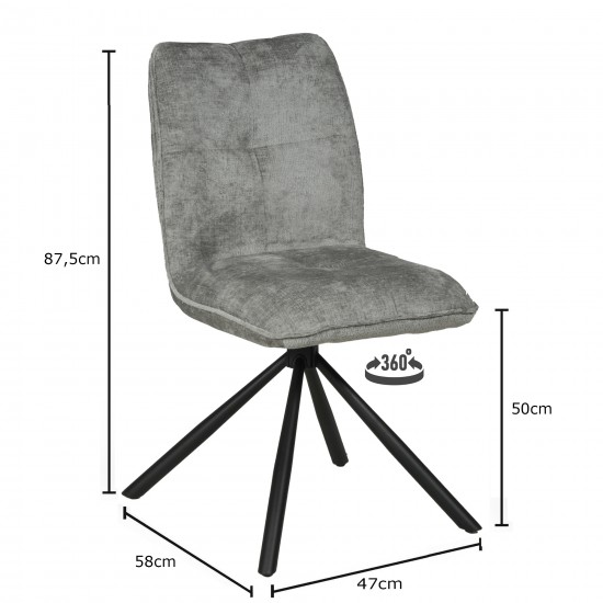 Weber Industries Lot De 4 Chaises Pivotantes De Salle à Manger CORTINA/ Gris Clair