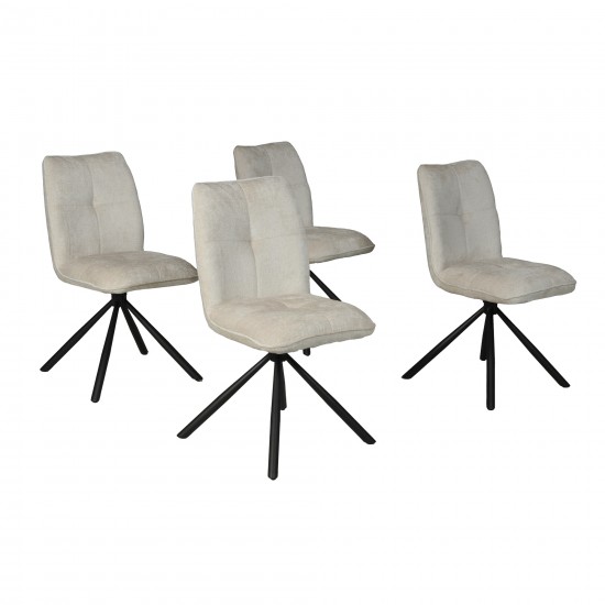 weber industries Lot de 4 chaises pivotantes de salle à manger CORTINA/ Beige