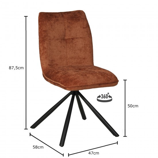 Weber Industries Lot De 4 Chaises Pivotantes De Salle à Manger CORTINA/ Brun Brique