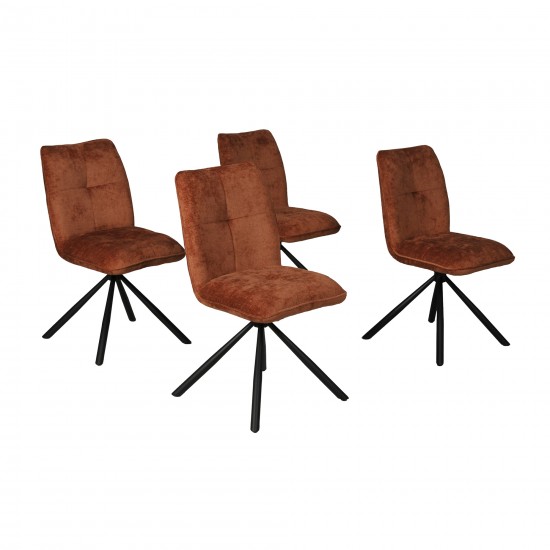 weber industries Lot de 4 chaises pivotantes de salle à manger CORTINA/ Brun brique