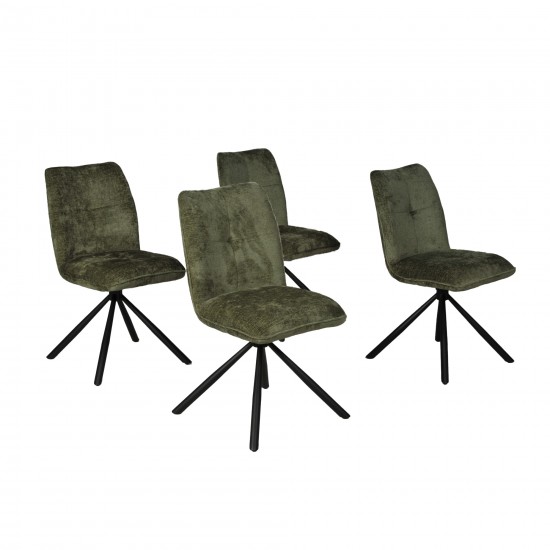 weber industries Lot de 4 chaises pivotantes de salle à manger CORTINA/ Vert