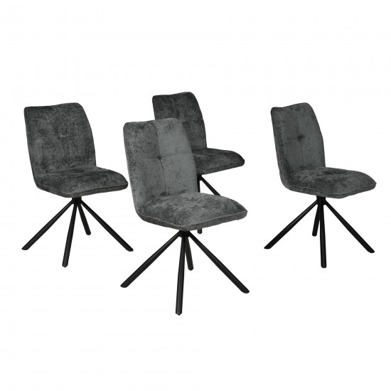 weber industries Lot de 4 chaises pivotantes de salle à manger CORTINA / Gris foncé