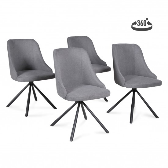 weber industries Lot de 4 chaises pivotantes HORIZON / Gris clair