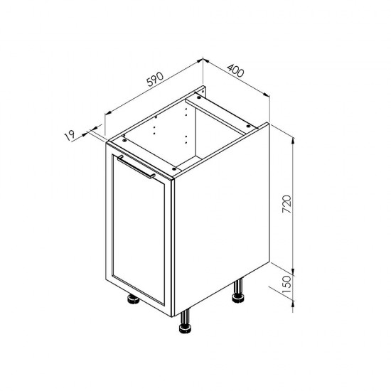 Weber Industries Meuble Bas De Cuisine 1 Porte - FROST 40cm / Blanc & Bleu Nuit