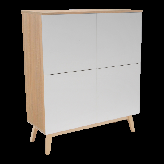 Weber Industries Meuble De Rangement HOME 4 Portes / Décor Blanc Et Chêne Blanchi